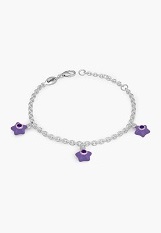 very nice small silver enamel February baby birthstone bracelet